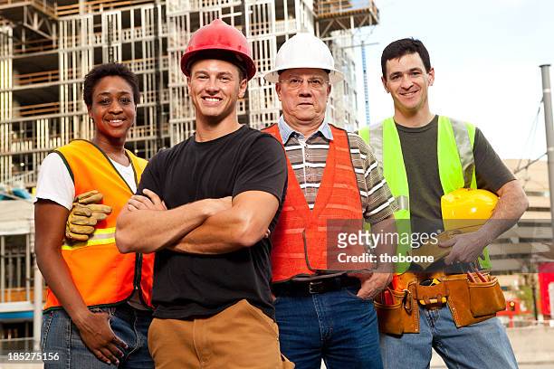 construction worker - blue collar family stock pictures, royalty-free photos & images