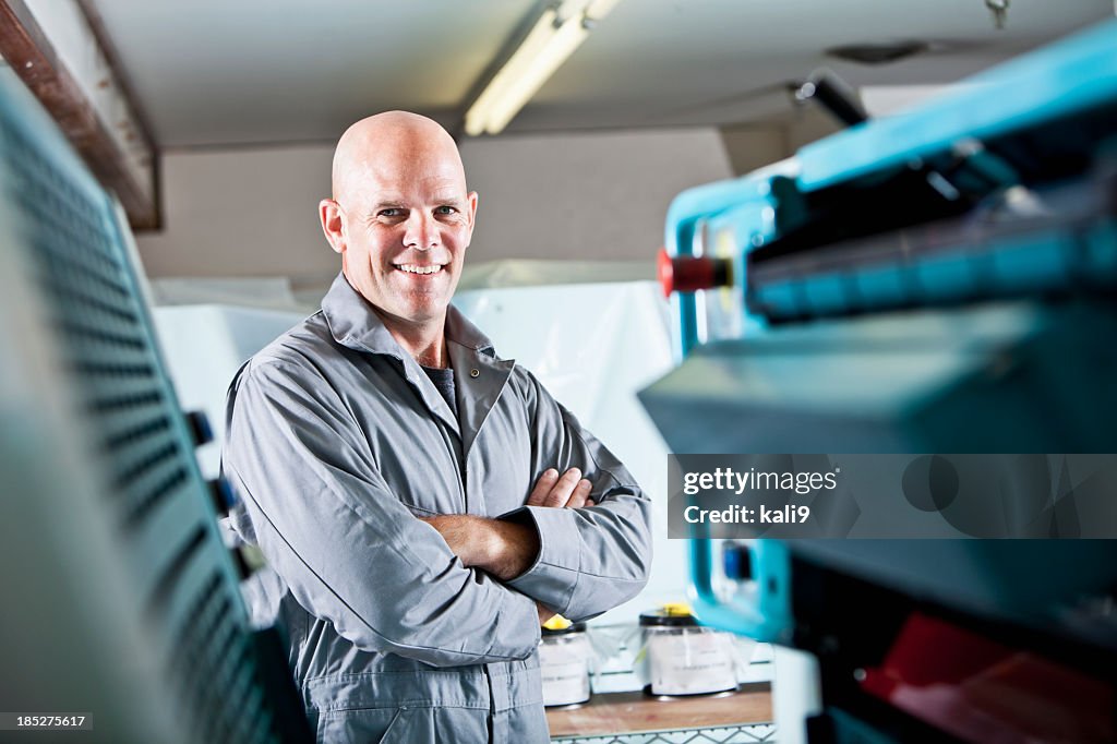 Worker at printing plant