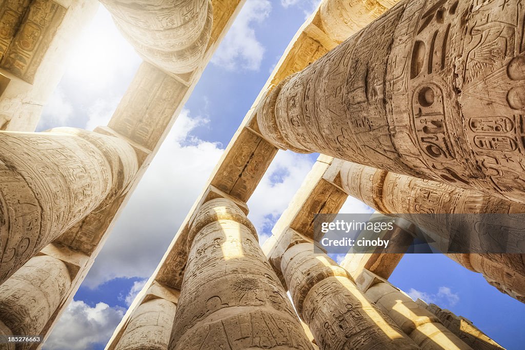 Pillars of the Great Hypostyle Hall from Karnak Temple