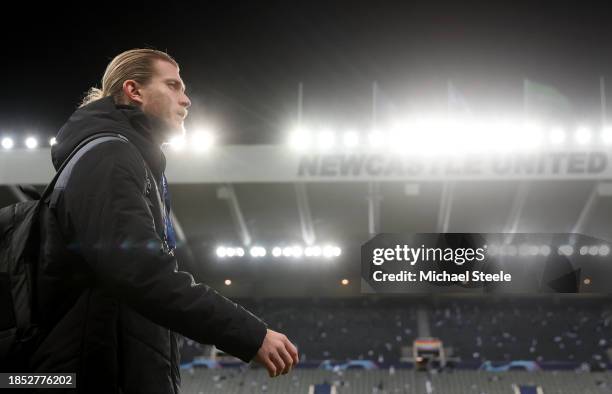 Loris Karius of Newcastle United arrives at the stadium prior to the UEFA Champions League match between Newcastle United FC and AC Milan at St....