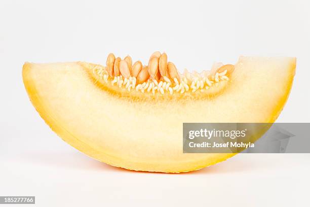 cantaloupe slice - cantaloupe stock pictures, royalty-free photos & images