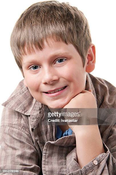 ten years old boy portrait casual look - 8 9 years stock pictures, royalty-free photos & images