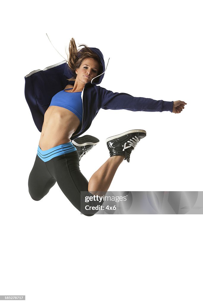 Female athlete jumping