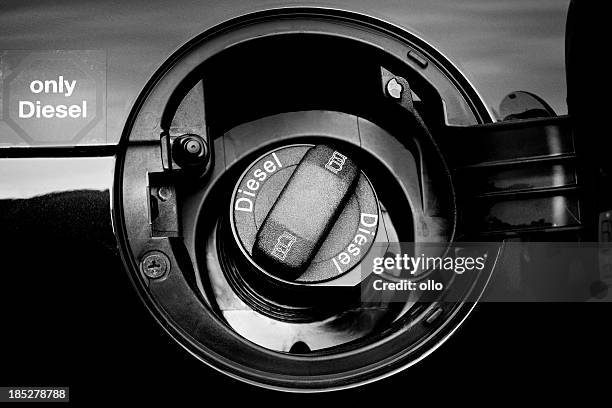 car gasoline tank, diesel only - diesel stockfoto's en -beelden