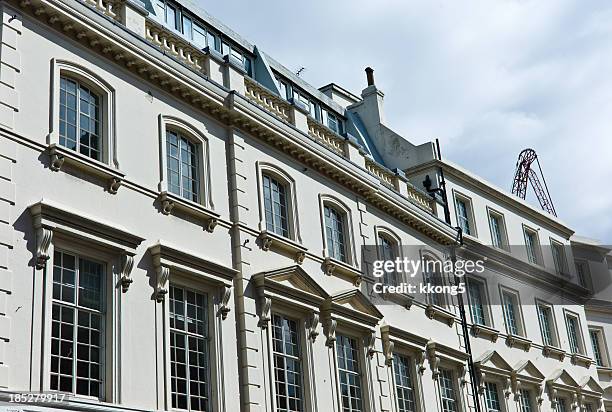 london architecture: mayfair classic fassade in sunny afternoon - mayfair london stock pictures, royalty-free photos & images