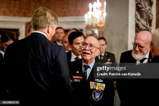 King Willem-Alexander of The Netherlands and President of the Republic of Korea Yoon Suk Yeo during a meeting with Korean War Veterans at the Royal...