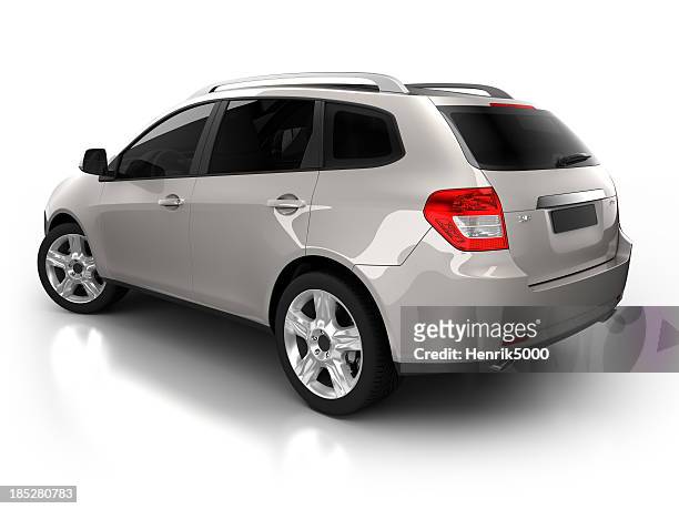 suv car in studio - isolated with clipping path - car rear view stock pictures, royalty-free photos & images