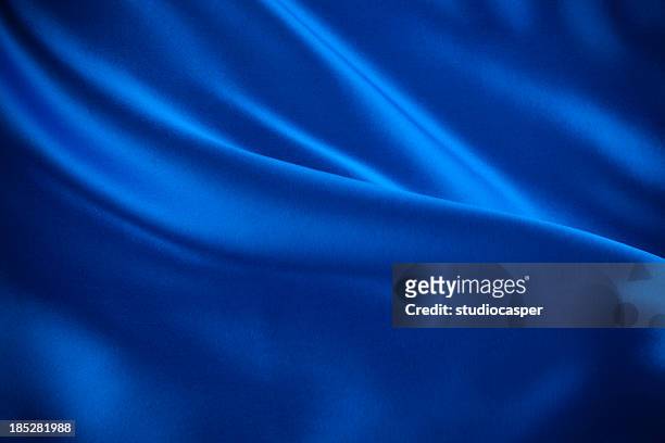 青いウェイブズ - サテン　布 ストックフォトと画像