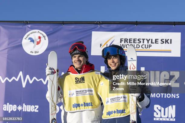 Jakara Anthony of Team Australia leader in the standings, Mikael Kingsbury of Team Canada leader in the standings during the FIS Freestyle Ski World...