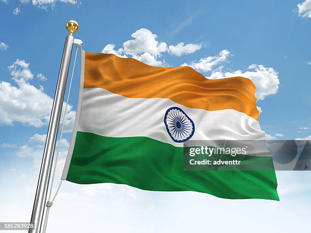 waving india flag - india flag stock pictures, royalty-free photos & images