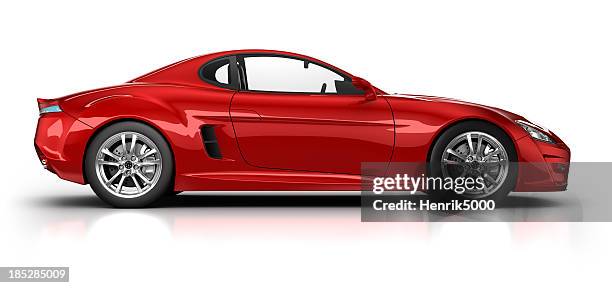 red sports car on white surface with clipping path - generic profile photo bildbanksfoton och bilder