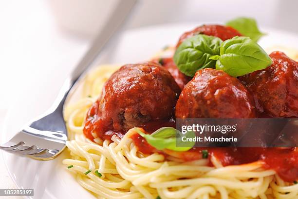 spaghetti with meatballs - meatball stock pictures, royalty-free photos & images