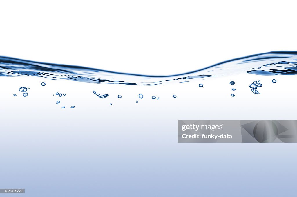 Flowing water with bubbles