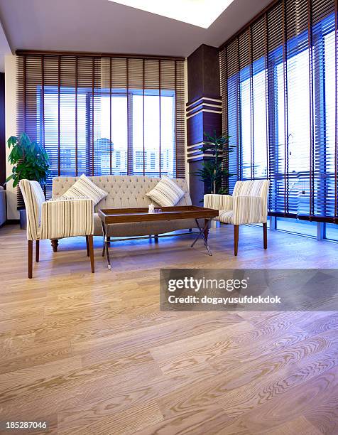 interior decoration - wood laminate flooring stock pictures, royalty-free photos & images