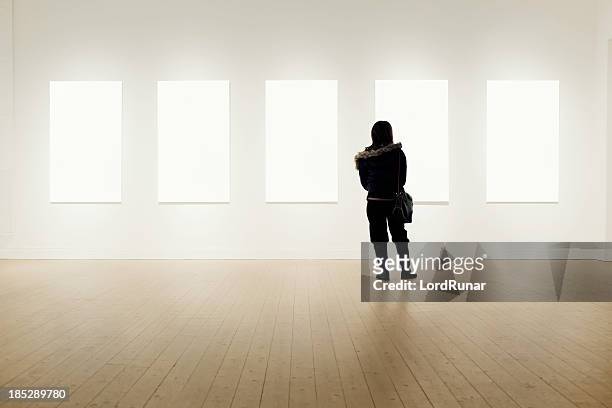 art exhibition - blank poster on wall stock pictures, royalty-free photos & images