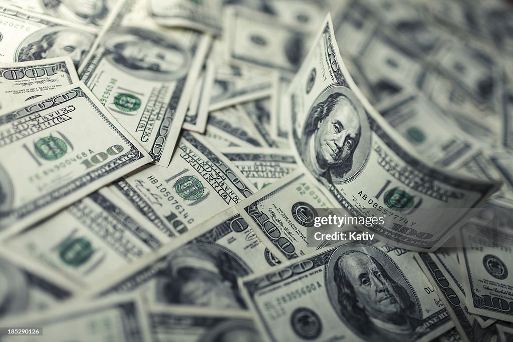 Money Pile $100 dollar bills