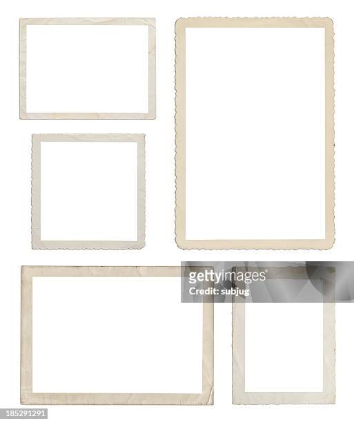 set of different wood frames in white background - antiek ouderwets stockfoto's en -beelden
