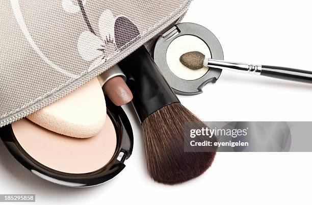 makeup bag - cosmetics bag stock pictures, royalty-free photos & images