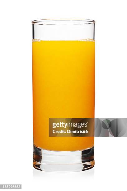 glass of orange juice - glass of prosecco stockfoto's en -beelden