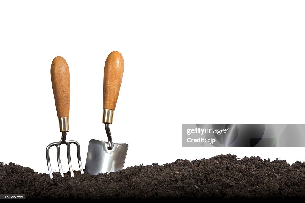 Gardening Hand Tools on White Background