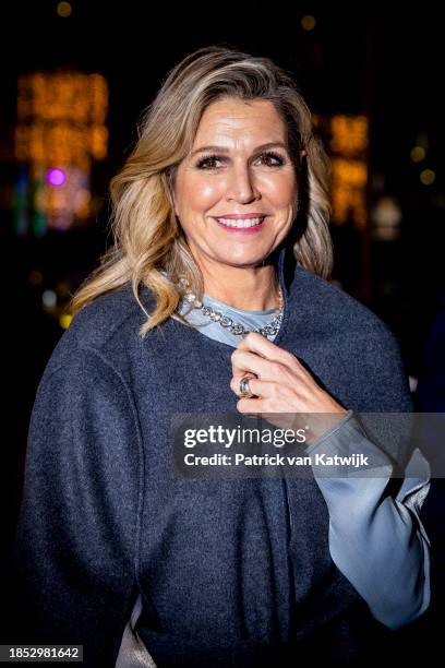 Queen Maxima of The Netherlands at the start of a concert in honor of the Korean president at AFAS Live theater on December 13, 2023 in Amsterdam,...