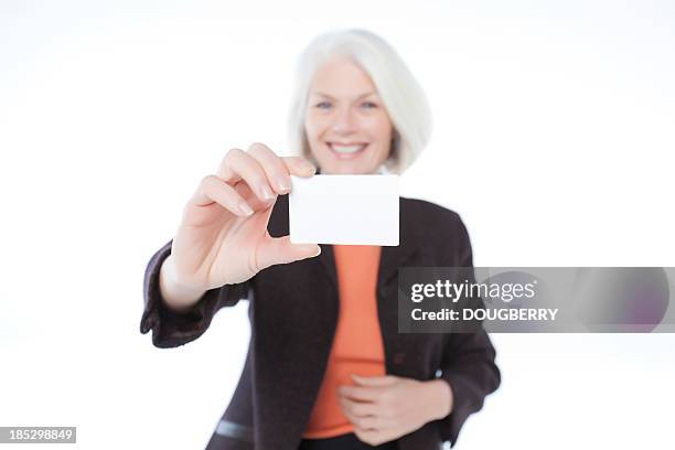 senior woman - blank greeting card stockfoto's en -beelden