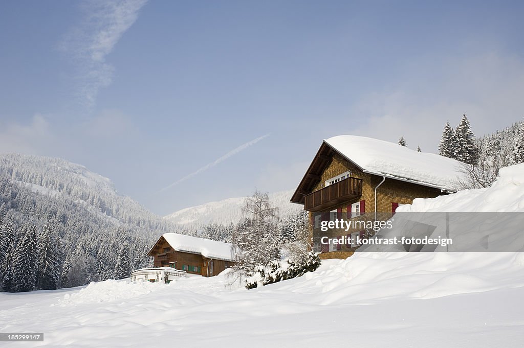 Typical wooden house, Kleinwalsertal, Riezlern, Austria