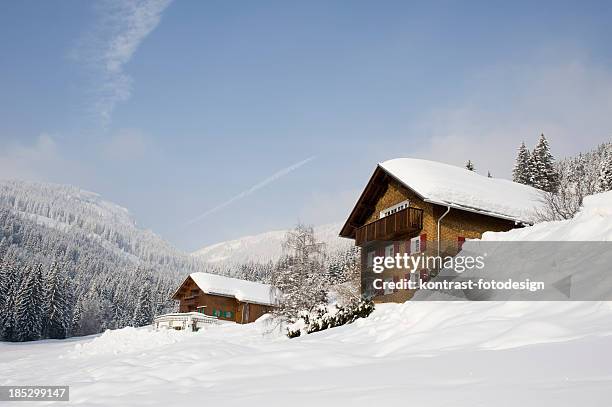 típica casa de madeira, kleinwalsertal, riezlern, áustria - riezlern imagens e fotografias de stock