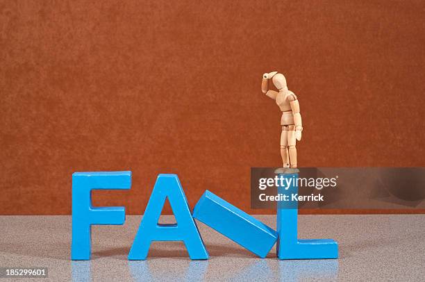 fail - wooden mannequin demonstrating this word - funny mistake stock pictures, royalty-free photos & images