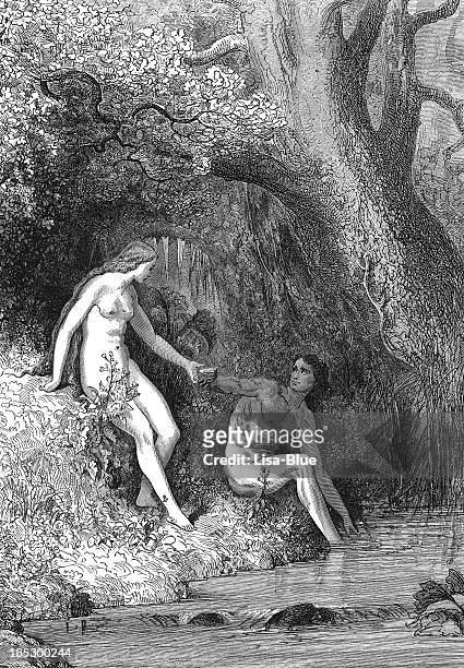 adam and eve - temptation of eve stock pictures, royalty-free photos & images