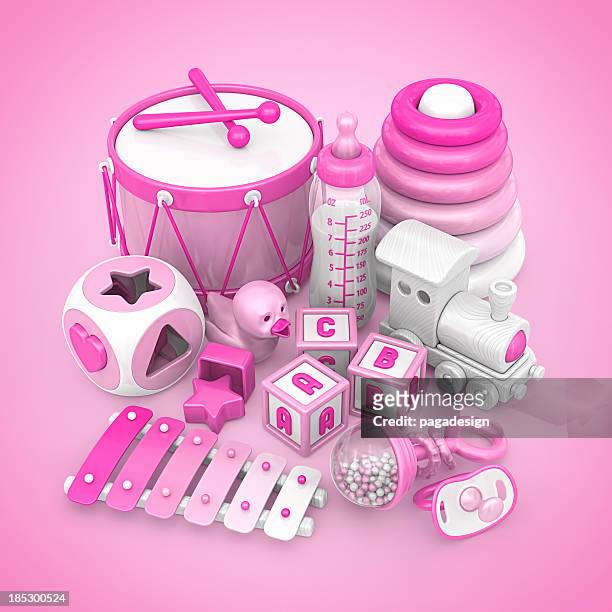 baby stuff - pink color block stock pictures, royalty-free photos & images