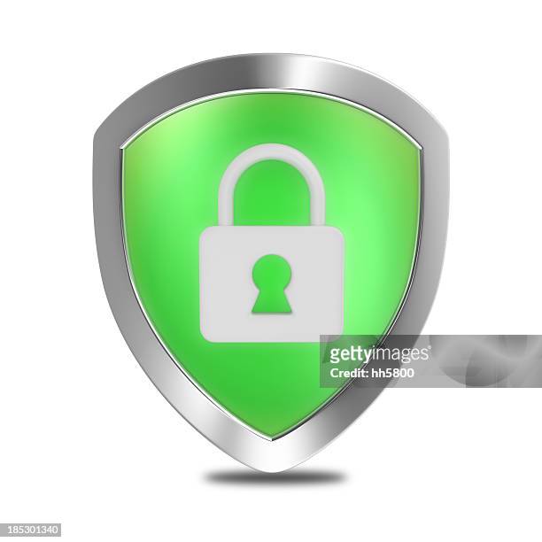 sicherheitssperre shield - cyber lock icon stock-fotos und bilder