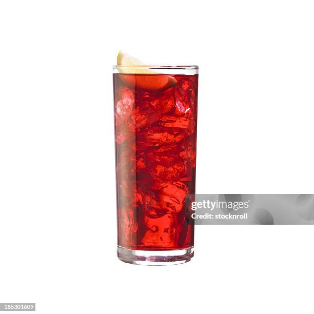 cold juice with lemon (isolated on white) - cranberry juice stock pictures, royalty-free photos & images