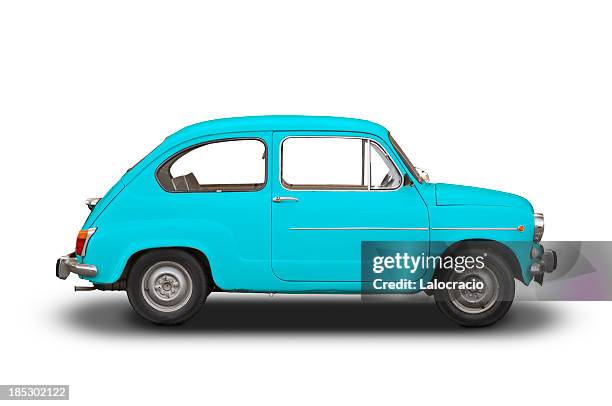 seat 600 blue - vintage car stockfoto's en -beelden