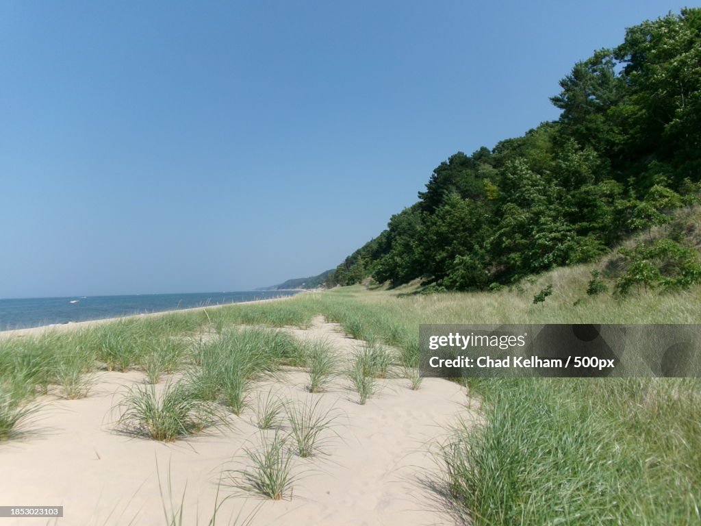 Scenic view of sea against clear sky,Saugatuck,Michigan,United States,USA