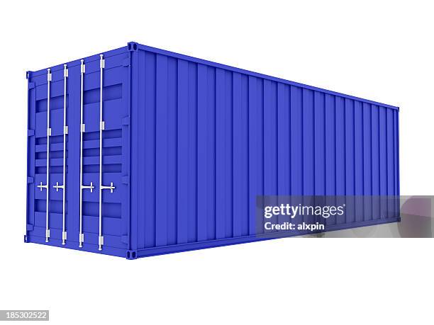 cargo container - blue cargo container stock pictures, royalty-free photos & images