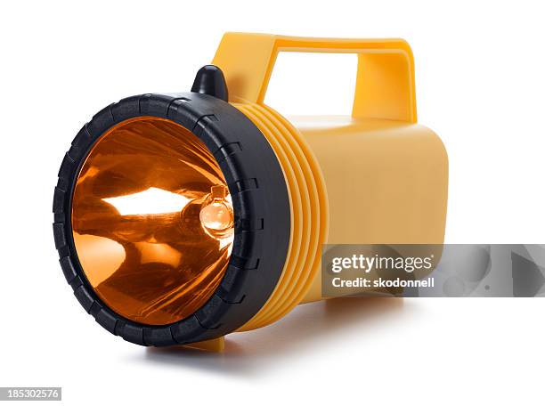 flashlight on white - electric torch stock pictures, royalty-free photos & images