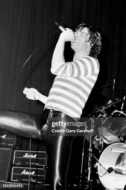 English Rock singer Joe Elliott, of the group Def Leppard, performs onstage at the Palladium, New York, New York, August 1, 1980.