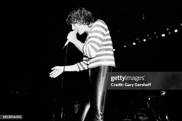 English Rock singer Joe Elliott, of the group Def Leppard, performs onstage at the Palladium, New York, New York, August 1, 1980.