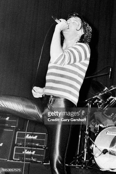 English Rock singer Joe Elliott, of the group Def Leppard, performs onstage at the Palladium, New York, New York, August 1, 1980.