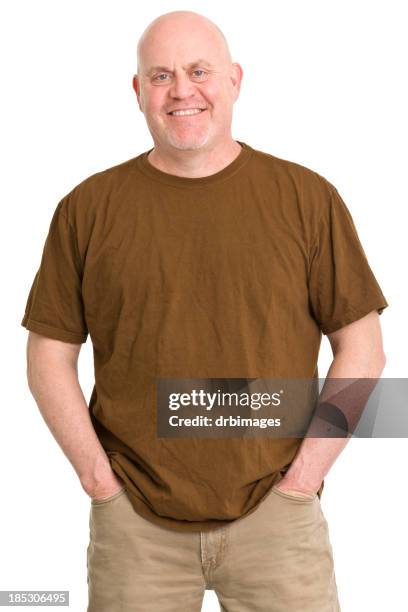 elderly man badly dressed in a brown t shirt - big brown stock pictures, royalty-free photos & images