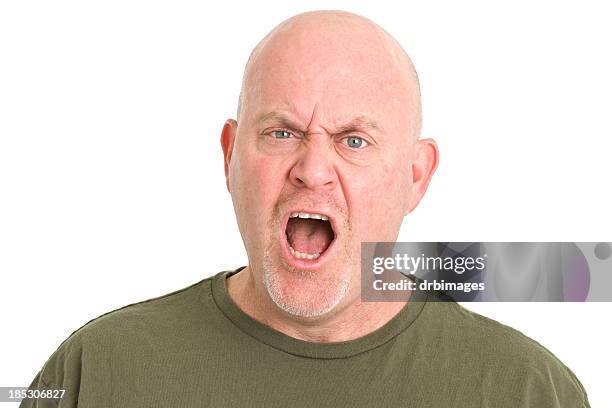 怒り叫ぶ男性 - angry bald screaming man ストックフォトと画像