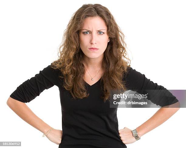 angry young woman frowning - female neckline stock pictures, royalty-free photos & images