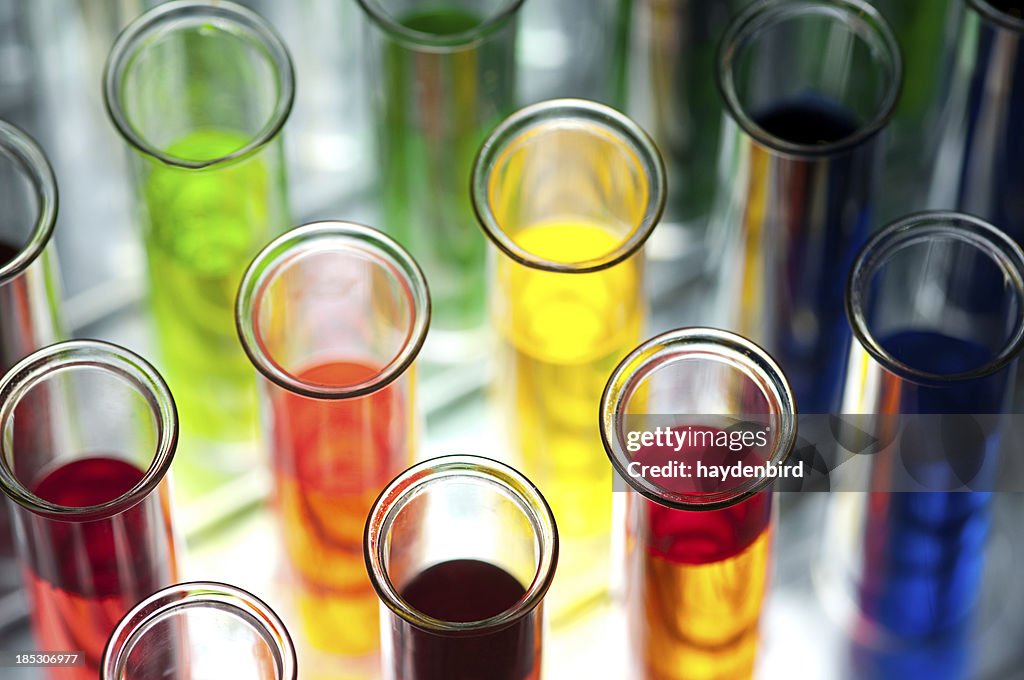 Coloured test tubes Shallow DOF