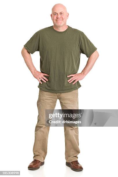 mature man full length portrait - brown pants stockfoto's en -beelden