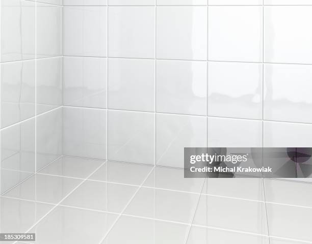 white tiles in bathroom - brightly lit bathroom stock pictures, royalty-free photos & images