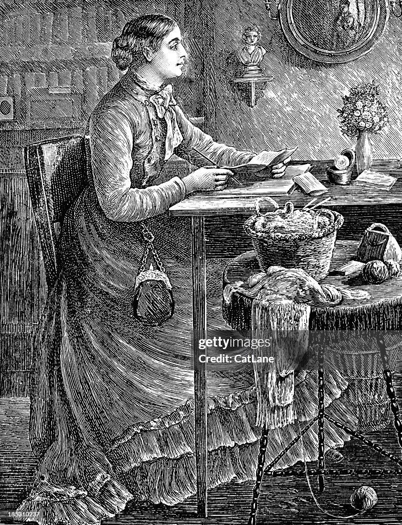 Woman Writing - Victorian Illustration
