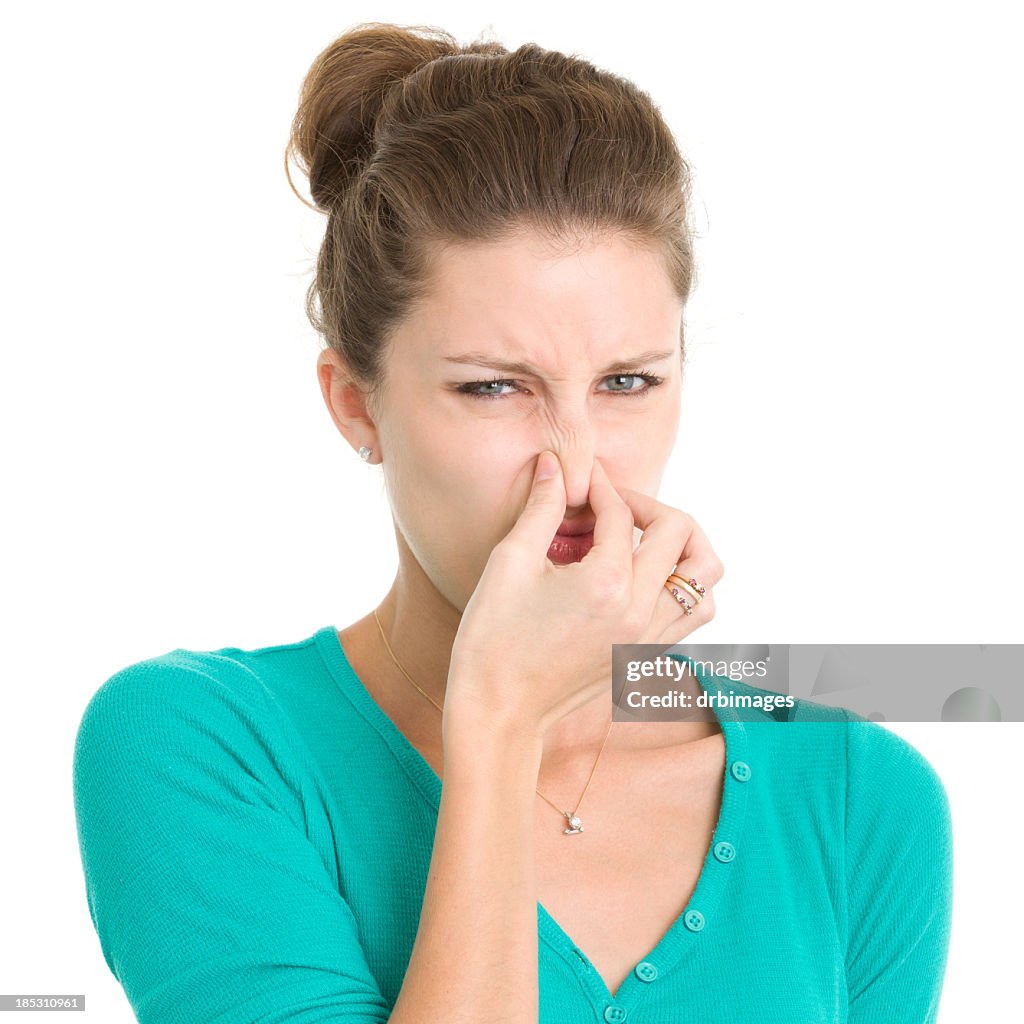 Young Woman Pinching Nose