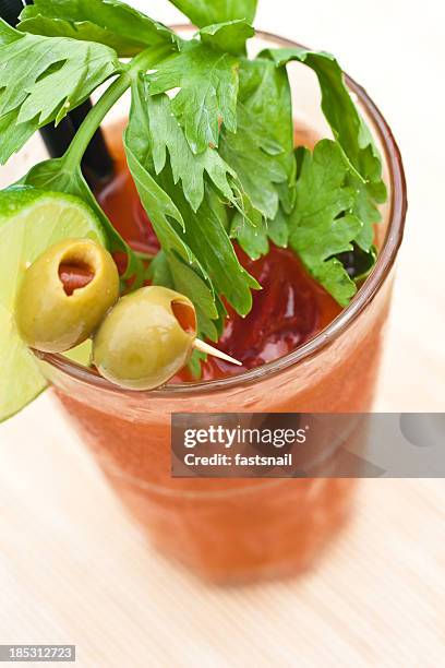 Classic Bloody Mary Cocktail Close Up High-Res Stock Photo