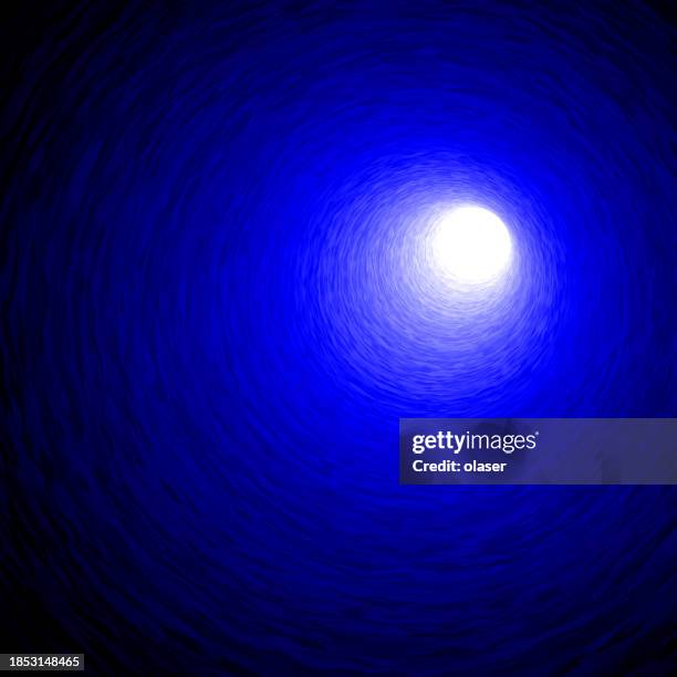 dark blue cave curving towards a bright light in the top right corner. - bright future stock illustrations